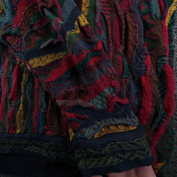 COOGI Australia Authentic Women XL Red Green 3D Knit Pullover Cotton Sweater - Picture 12 of 16